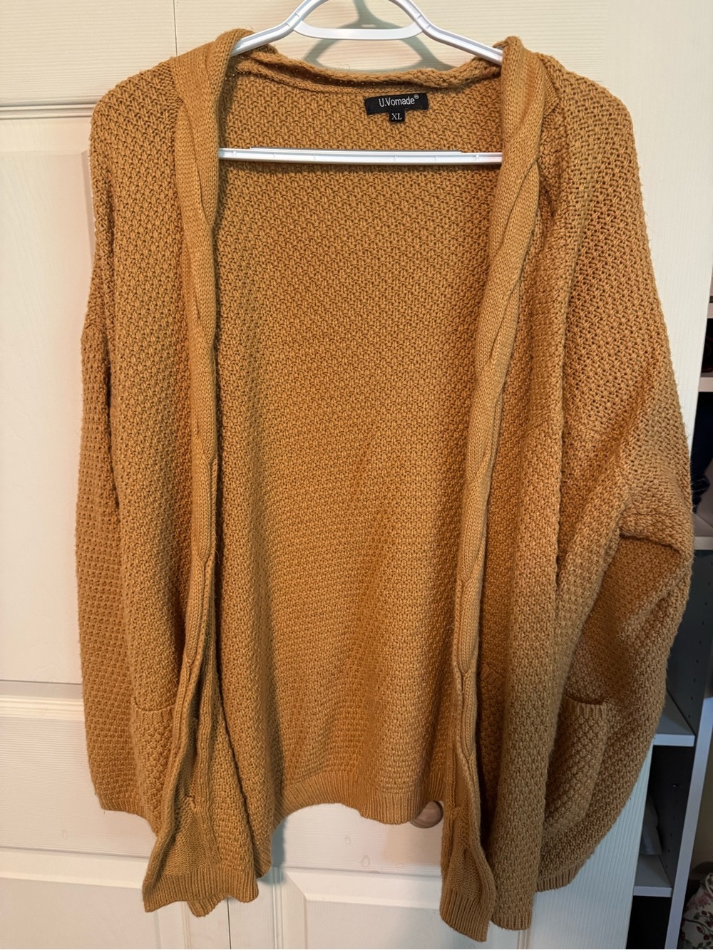 Women's Hooded Open-Front Cardigan in Mustard